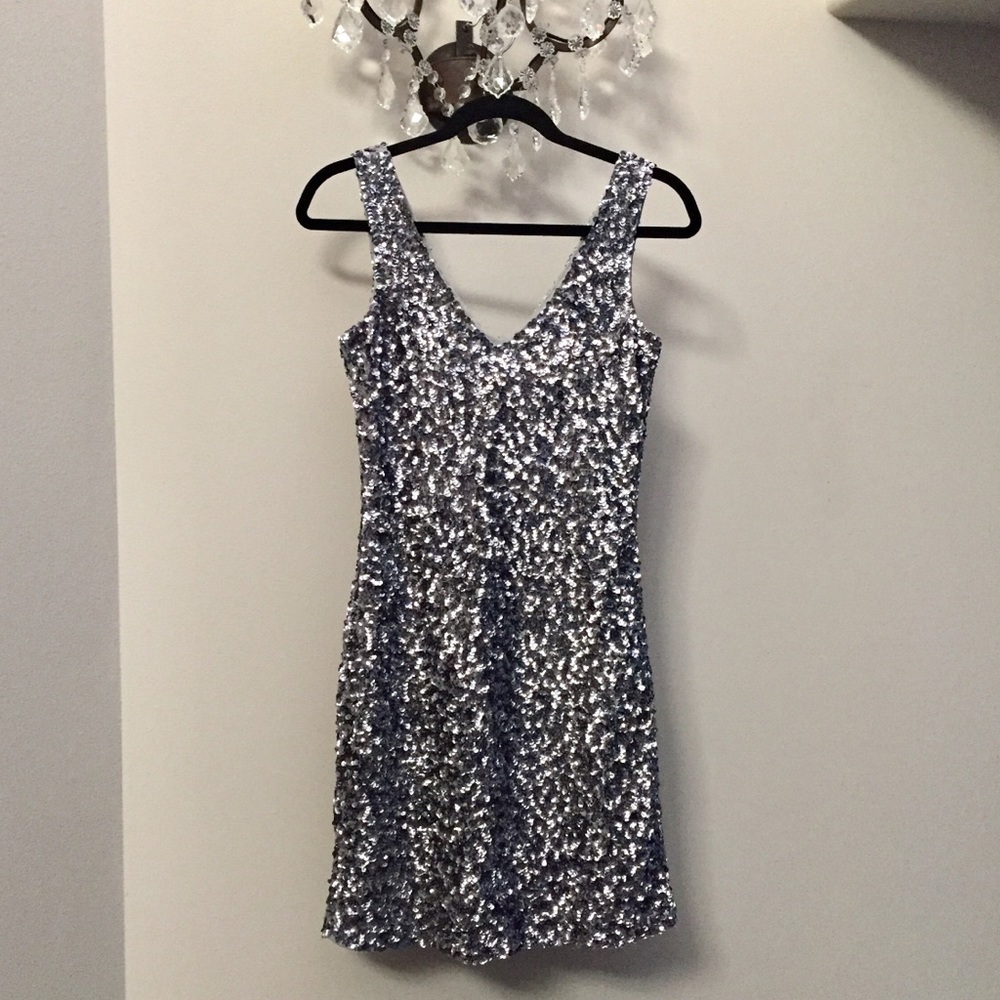 Sequin Silver Cachet Cocktail Dress - Gorgeous!